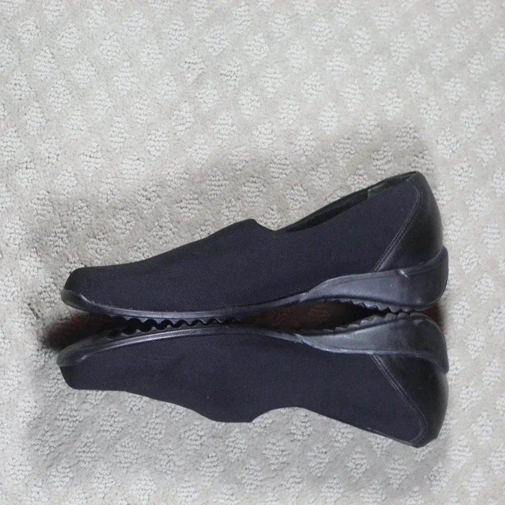 Munro Black Fabric & Leather Flats
